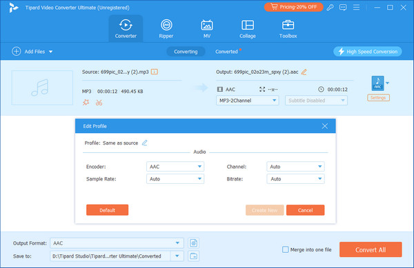 Convert MP3 to AAC Encoder in Video Converter Ultimate