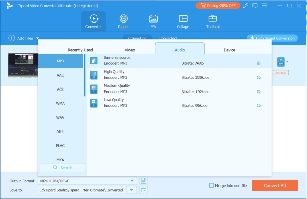 Select Output Format