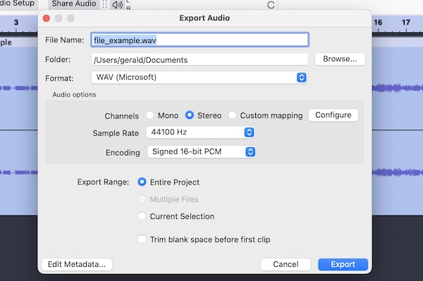 Export Audio