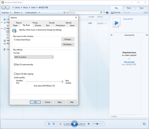 Convert WMA to WAV in Windows Media Player