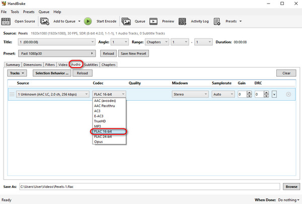 Handbrake Audio Format