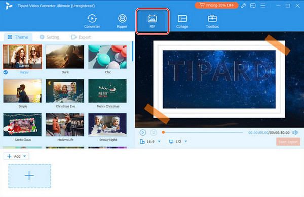 MV Tab of Tipard Video Converter Ultimate