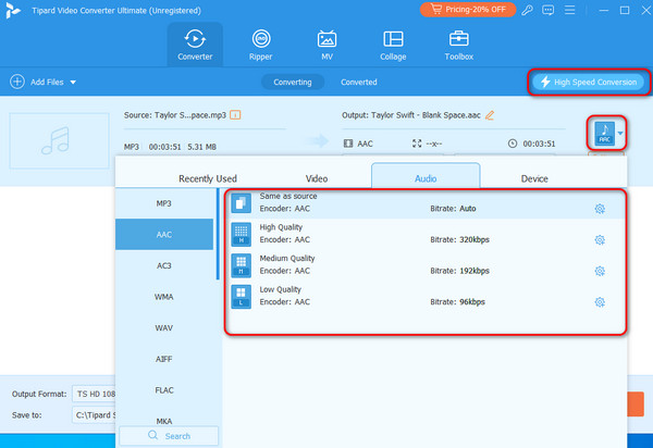 Select Output Format