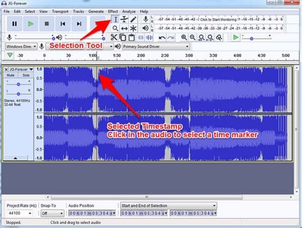 Selection Tool Audacity