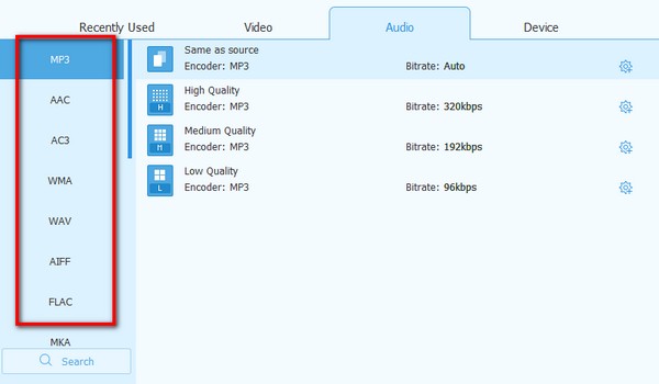 Choose Preferred Audio Format