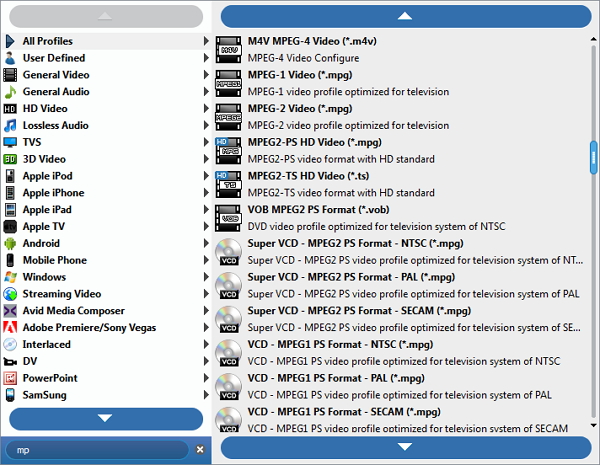 Choose output format