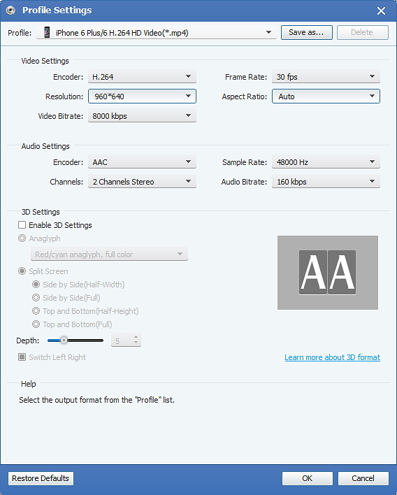 Set Profile and Settings