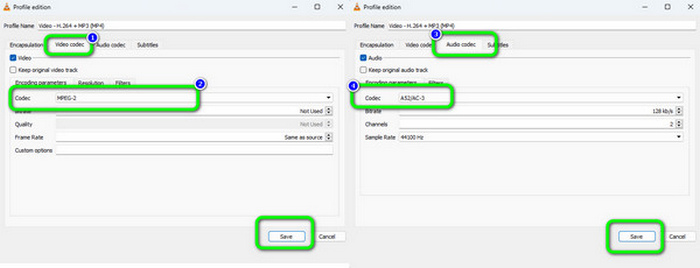 Change Video Audio Codec in Vlc