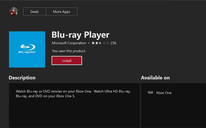 Install Blu Ray Player on Xbox One