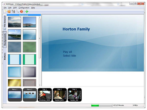 windows dvd maker free menu styles