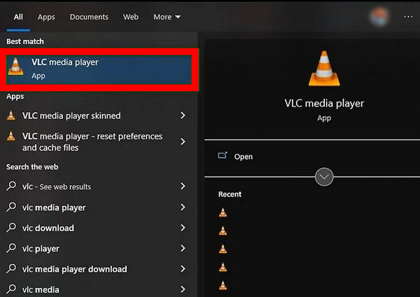 Open vlc on computer