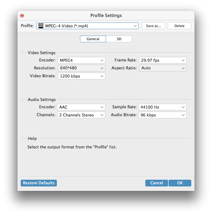 Adjust output settings