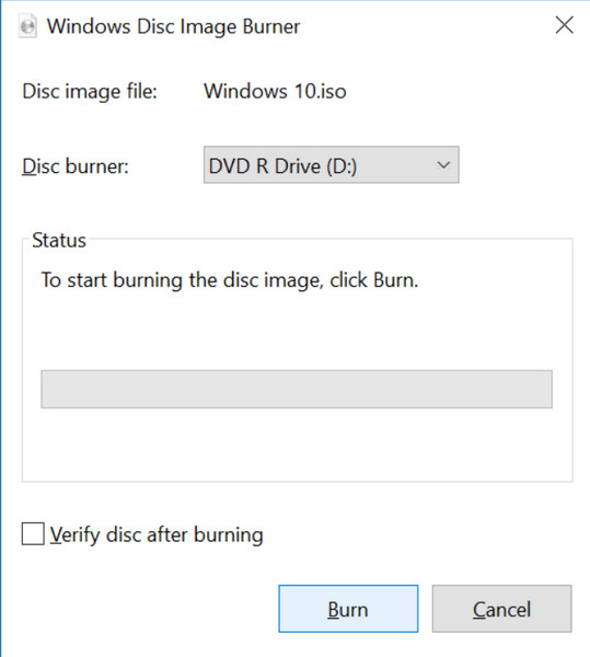 Windows Disc Image Burner