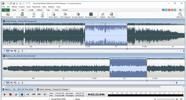 wavepad audio editor adding audio tracks
