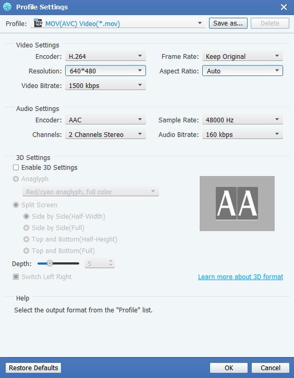 Profile settings