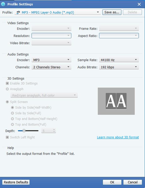 Adjust output settings