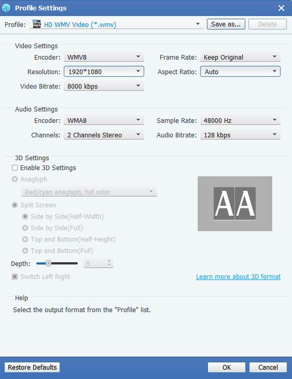 Output settings