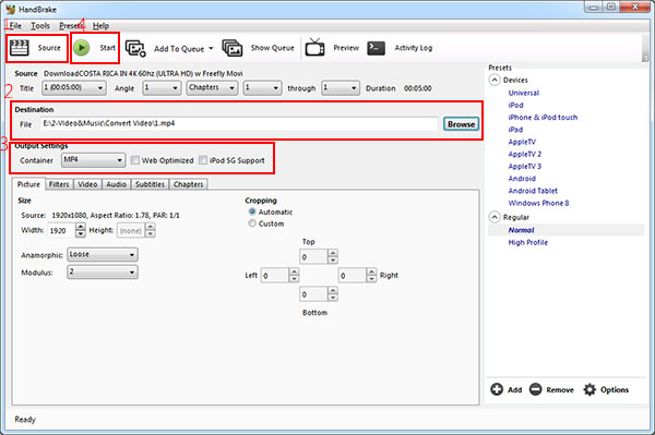 handbrake convert mkv to mp4