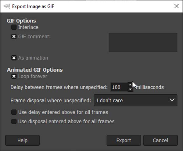 Export gif