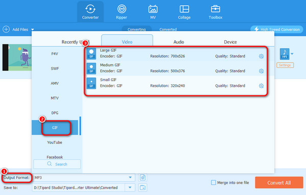 Output Formats Select Quality