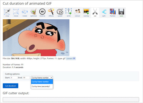 Cut duration of animated GIF