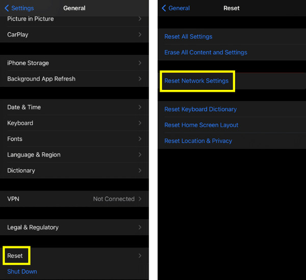 Restart Network Setting iPhone