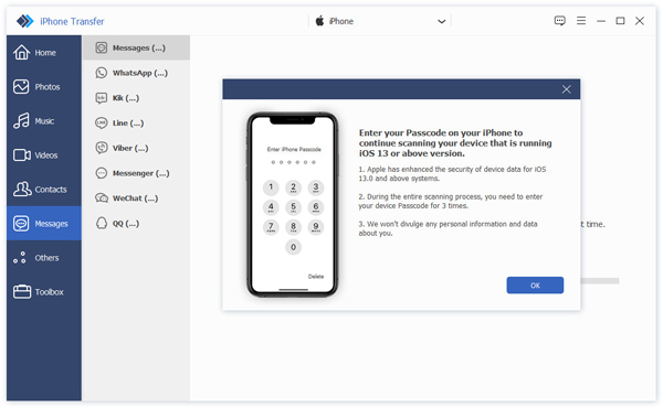 Enter ios 13 password