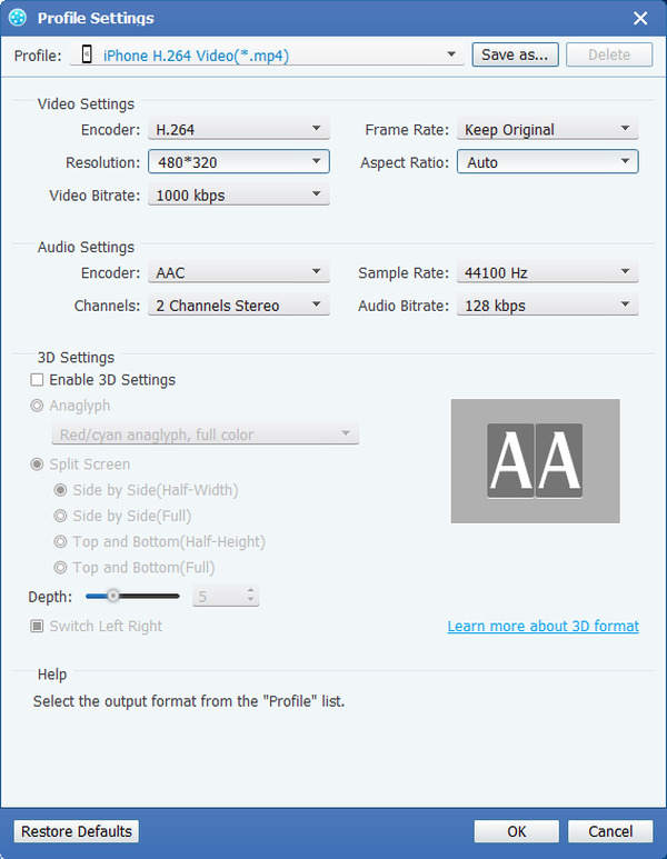 Profile settings