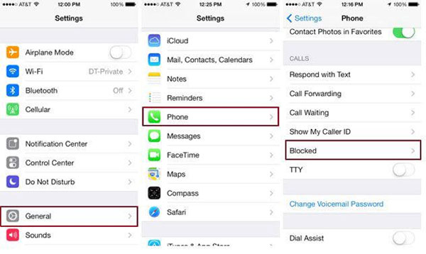 how to block phone number series in iphone