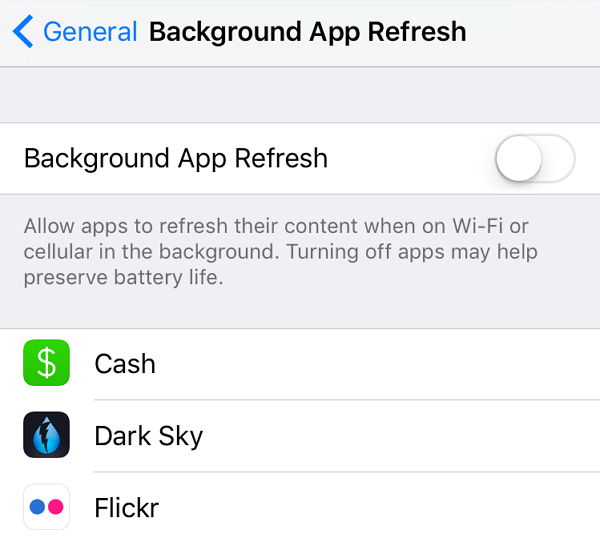 Turn off background refresh