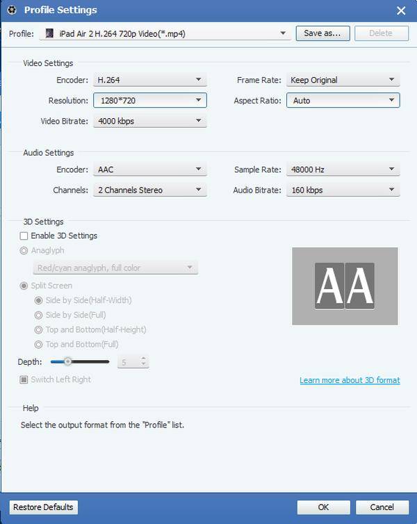 Adjust Output Settings