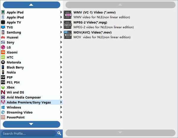 Select Adobe Premiere WMV format