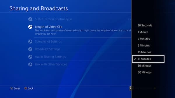 Set Recorded PS4 Gameplay Length