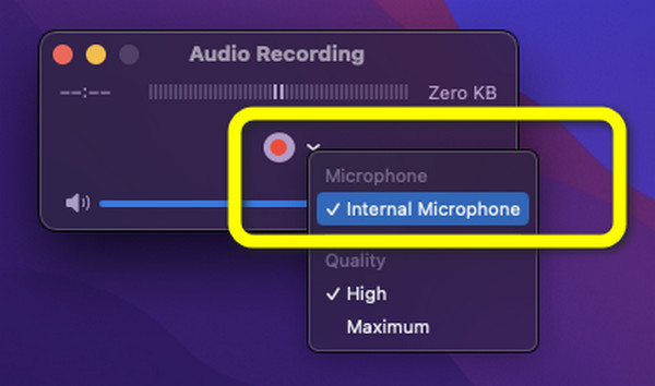 quicktime screen recording internal microphone not working