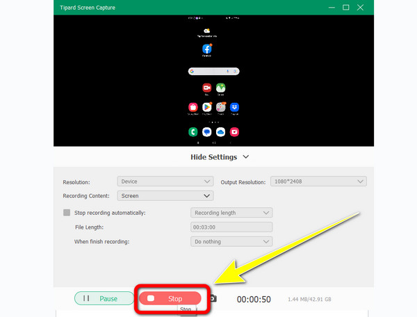 Click Stop Recording Option