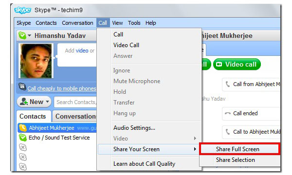 does screen sharing in skype have voice