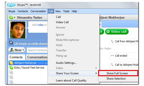 share screen skype for business