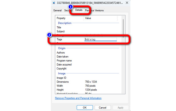 Properties Details Tag