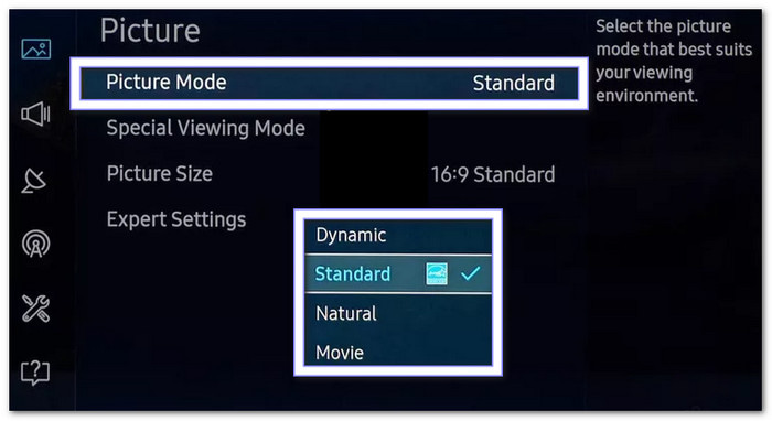 Change Picture Settings For Samsung TVS