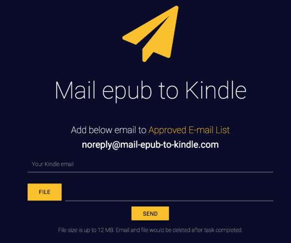 send epub to kindle