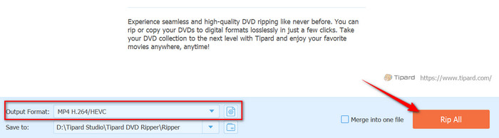 Select Format And Start Rip