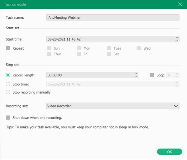 Task schedule anymeetings