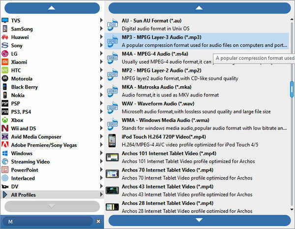 Choose output format