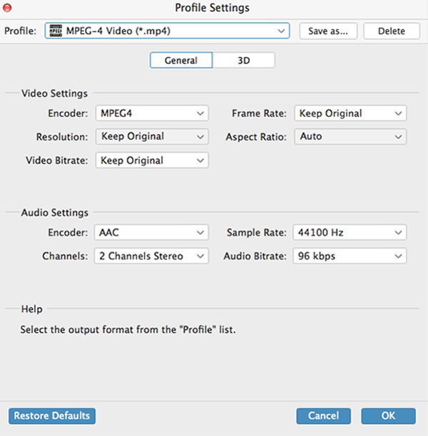 Adjust output settings