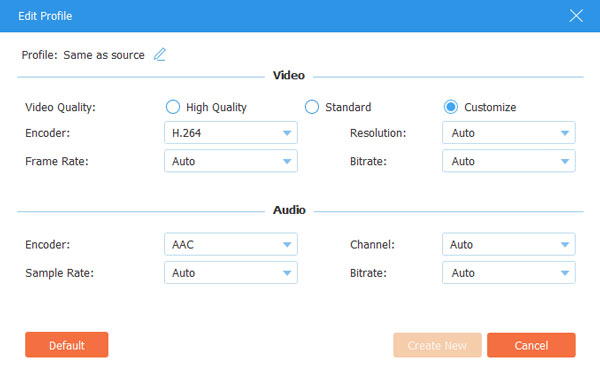 output settings