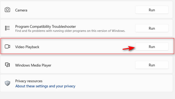 Settings Run Troubleshooter