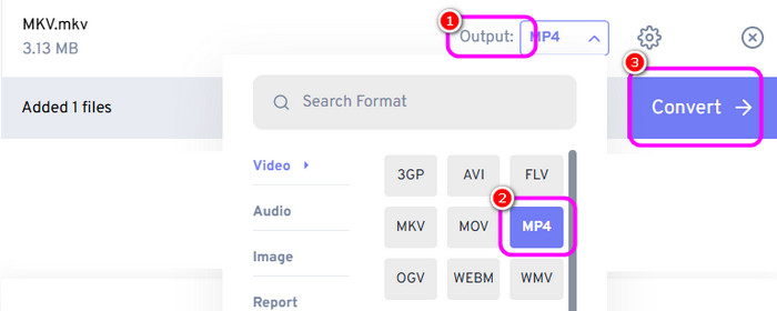 Output Select Desired Format Convert Freeconvert