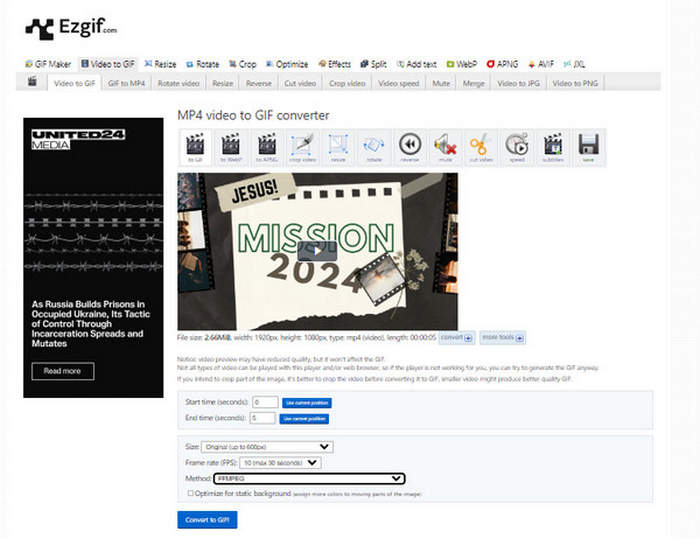 Conversor de MP4 para GIF Online: Converta MP4 para GIF em