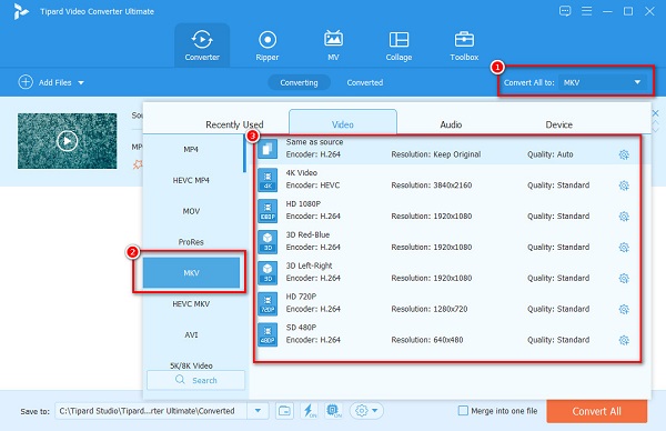 Output Format MKV