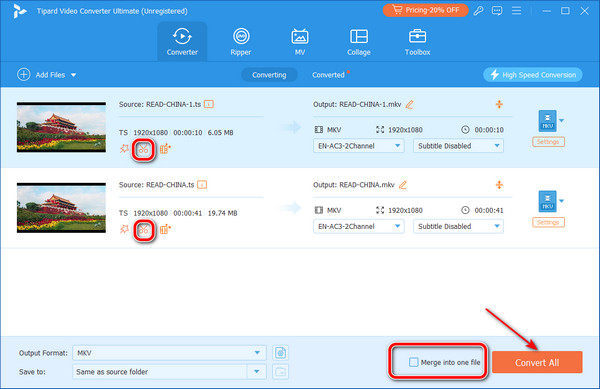 Convert MTS to MKV Files in Converter